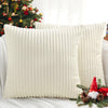 Simmore Decorative Throw Pillow Covers 18x18 Set of 2, Soft Plush Flannel Double-Sided Fluffy Couch Pillow Covers for Sofa Living Room Home Decor,Cream White